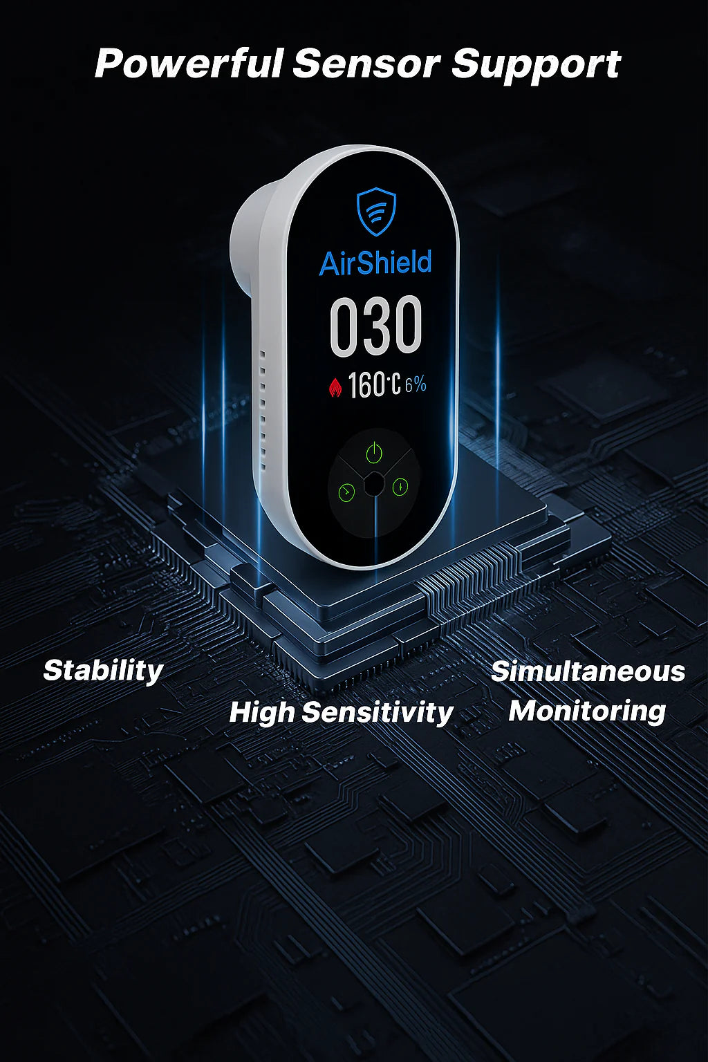 Detector de monóxido de carbono portátil AirShield™ 4 en 1