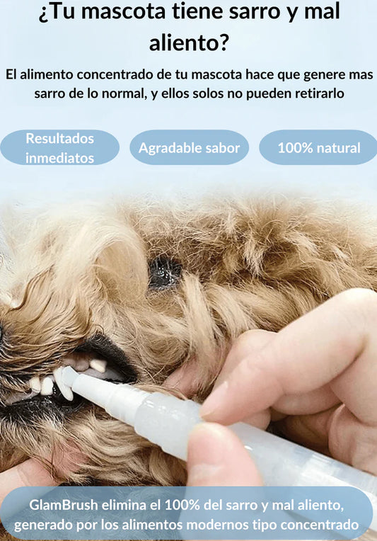 GlamBrush Limpiador Dental para Mascotas: Sonrisa Saludable, Mascota Feliz