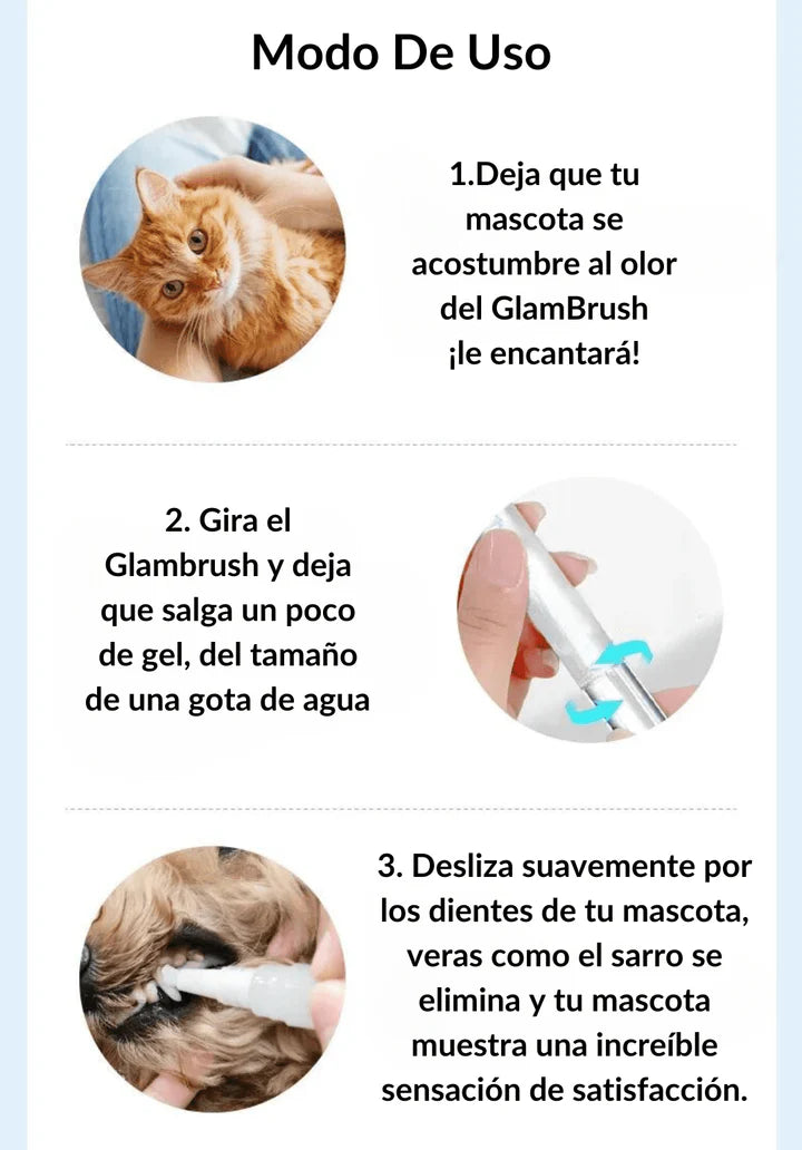 GlamBrush Limpiador Dental para Mascotas: Sonrisa Saludable, Mascota Feliz