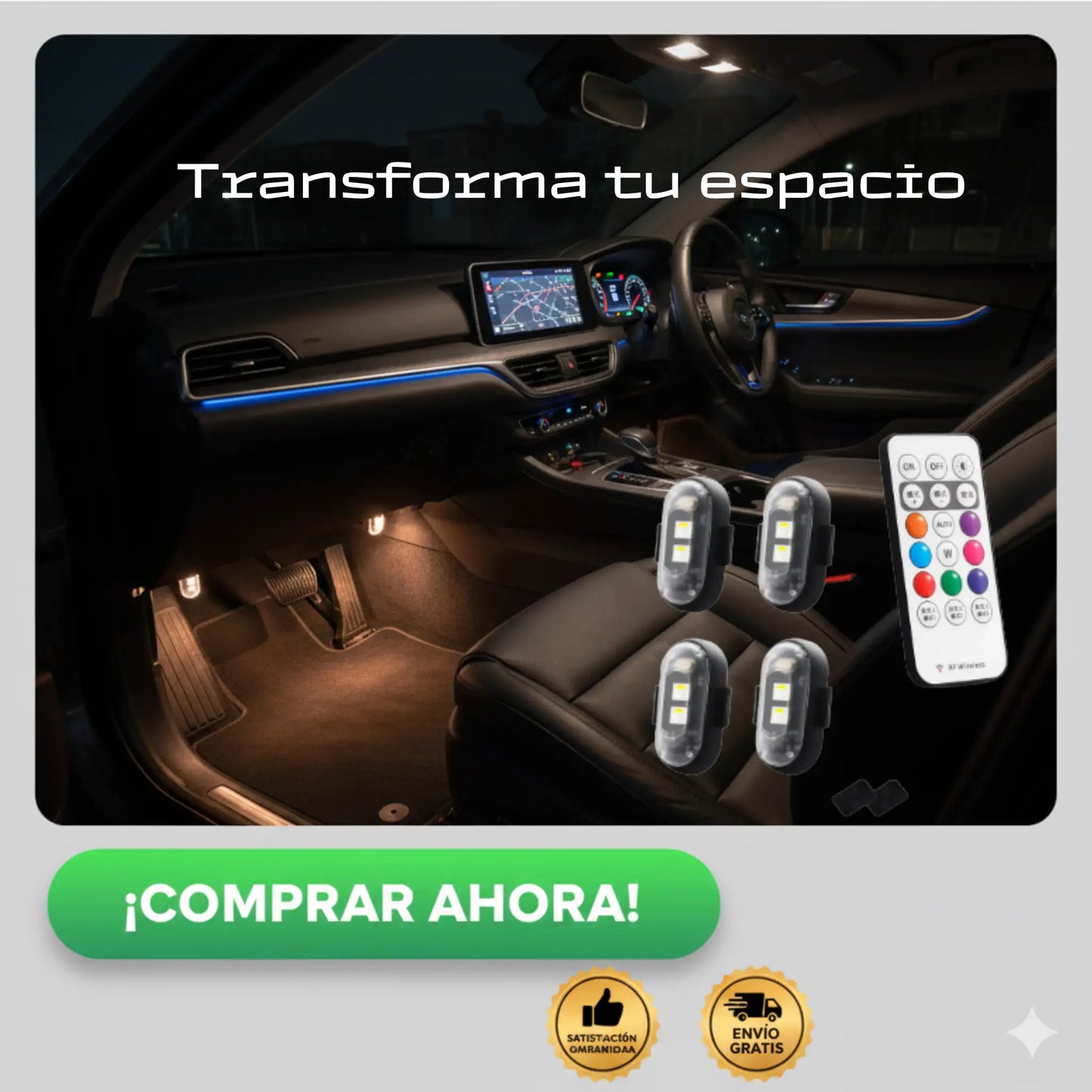 ¡Transforma tu carro en una nave de lujo! Con nuestras Mini Luces LED, cada viaje se siente de otro nivel.