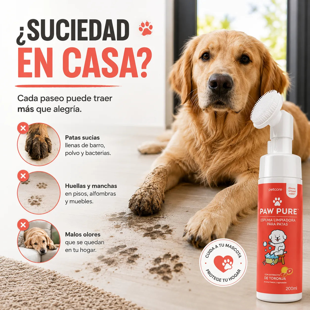 PawPure™ Espuma Limpiadora para Patas
