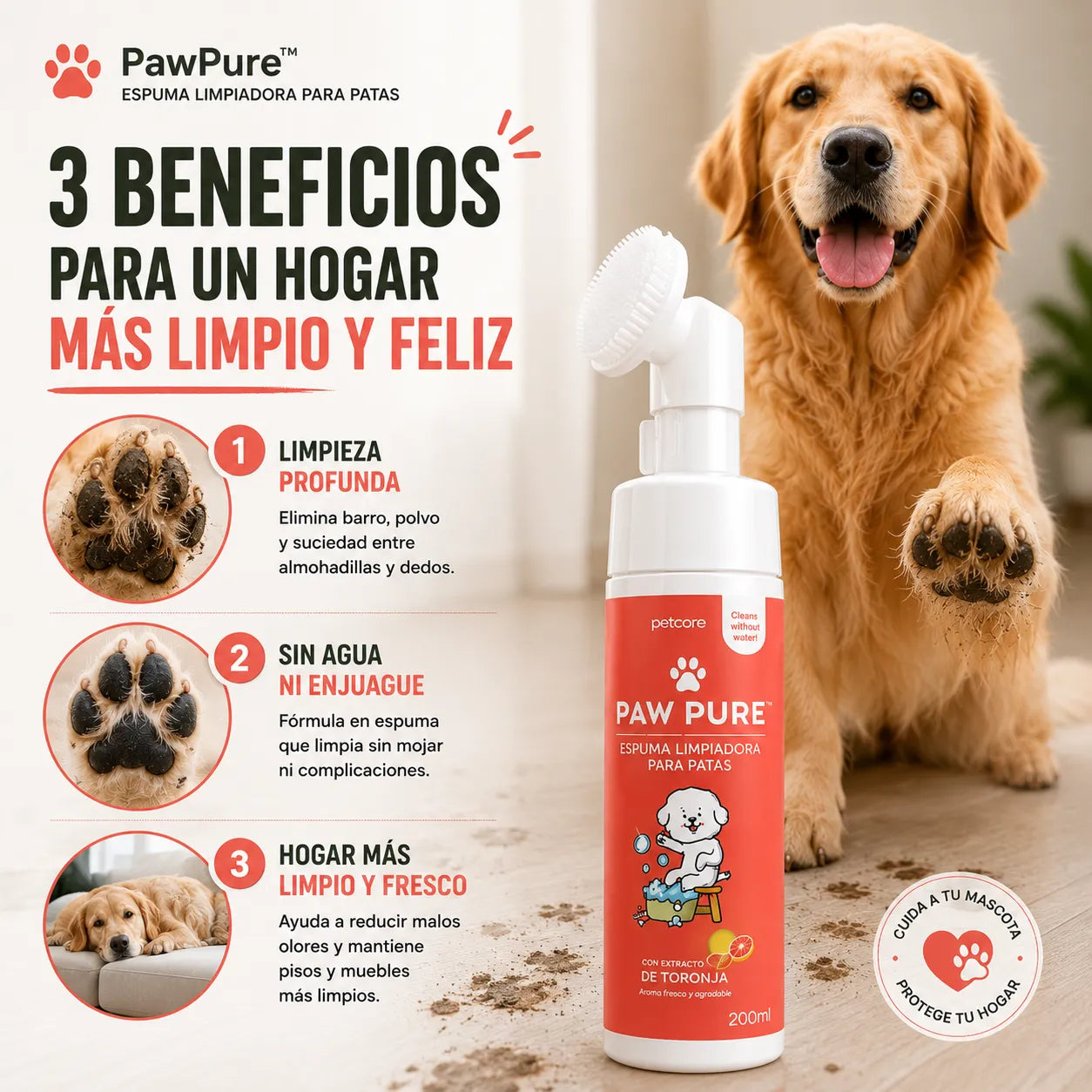 PawPure™ Espuma Limpiadora para Patas
